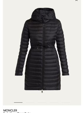 Moncler Barbel Hooded Fit & Flare Long Down Jacket